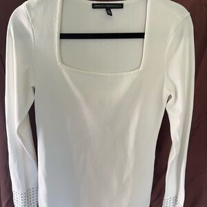 White House Black Market Cream Sweater with Square Neck